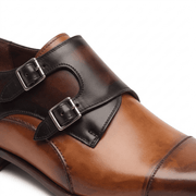 Tan & Dark Brown Dual Tone Monk Strap Shoes