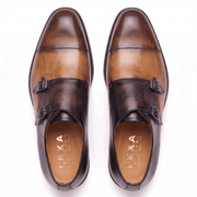 Tan & Dark Brown Dual Tone Monk Strap Shoes