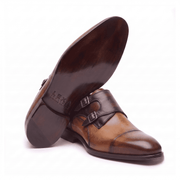 Tan & Dark Brown Dual Tone Monk Strap Shoes
