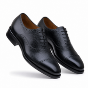 Textured Black Leather Oxford Shoes