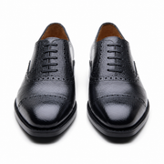Textured Black Leather Oxford Shoes