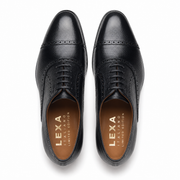 Textured Black Leather Oxford Shoes