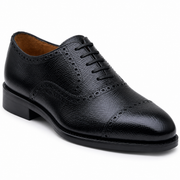 Textured Black Leather Oxford Shoes