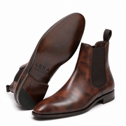 Tobacco Suede Dress Boots for Men
