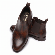 Tobacco Suede Dress Boots for Men