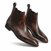 Tobacco Suede Dress Boots for Men