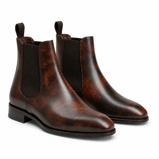 Tobacco Suede Dress Boots for Men