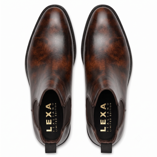 Tobacco Suede Dress Boots for Men
