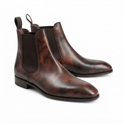 Tobacco Suede Dress Boots for Men