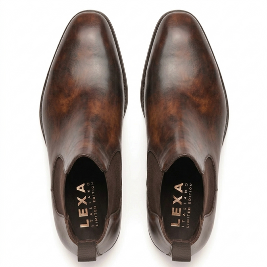 Tobacco Suede Dress Boots for Men