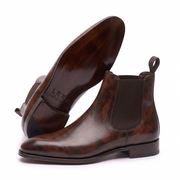 Tobacco Suede Dress Boots for Men