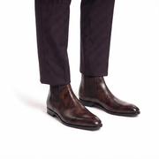 Tobacco Suede Dress Boots for Men