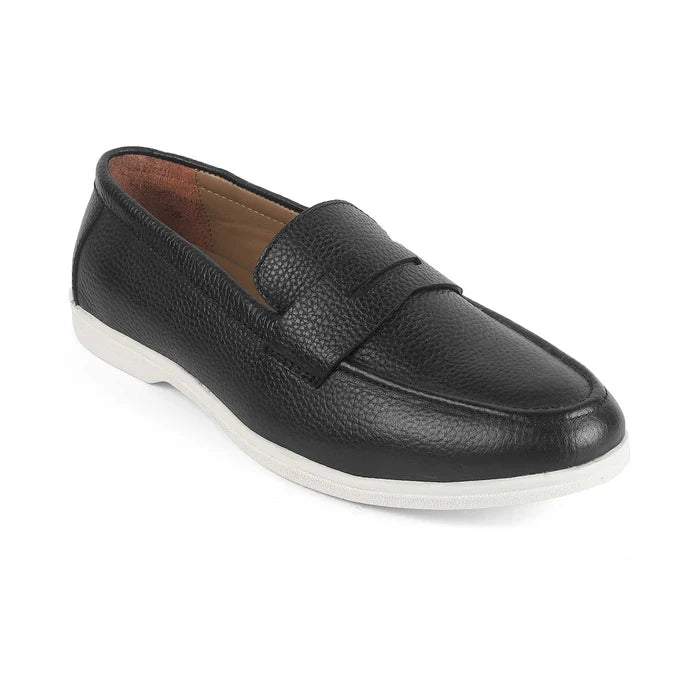 Tresmode Ferra Black Men's Leather Driving Penny Loafers