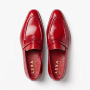 Red Leather Penny Loafers for Men & Women Unisex