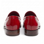 Red Leather Penny Loafers for Men & Women Unisex