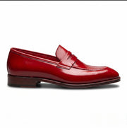 Red Leather Penny Loafers for Men & Women Unisex