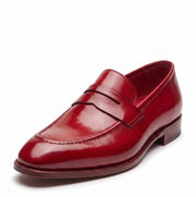 Red Leather Penny Loafers for Men & Women Unisex