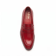Red Leather Penny Loafers for Men & Women Unisex