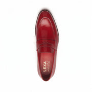 Red Leather Penny Loafers for Men & Women Unisex