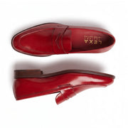 Red Leather Penny Loafers for Men & Women Unisex