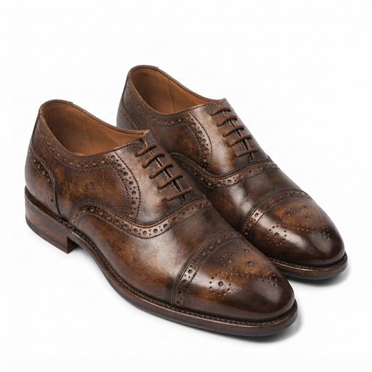 Wingtip Cap-Toe Shoes – Classic Brown