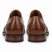 Back view of brown leather brogue Derby shoes
