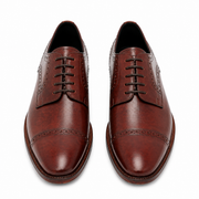 Front view of brown leather brogue shoes for men