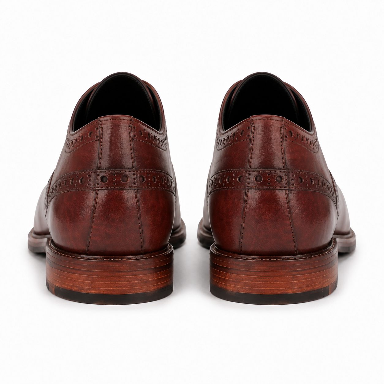 Back view of brown leather brogue shoes for men