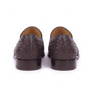 Woven Brown Leather Tassel Loafers for Men