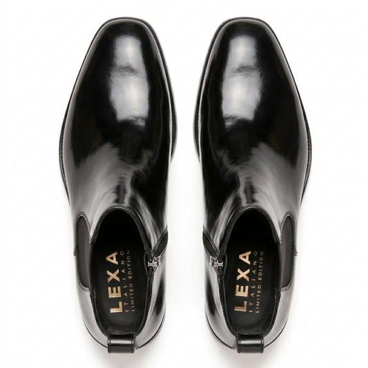 Black Leather Ankle Boots for Men