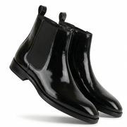 Black Leather Ankle Boots for Men
