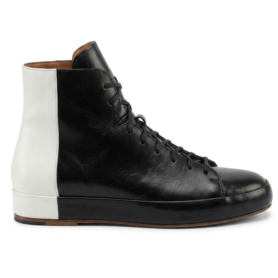 black leather ankle boots side view classic men boots