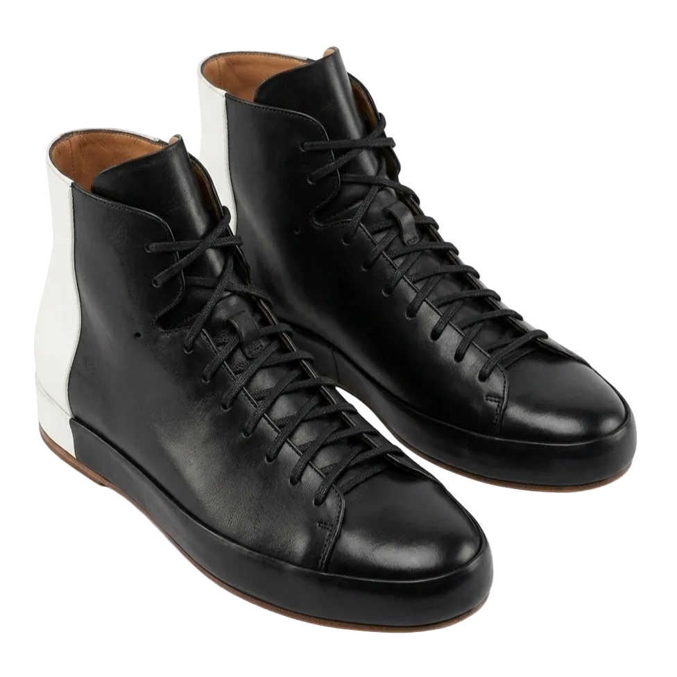 black leather lace up boots for men premium ankle boots