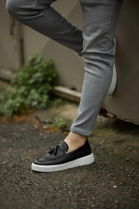 Black Tassel Slip ons