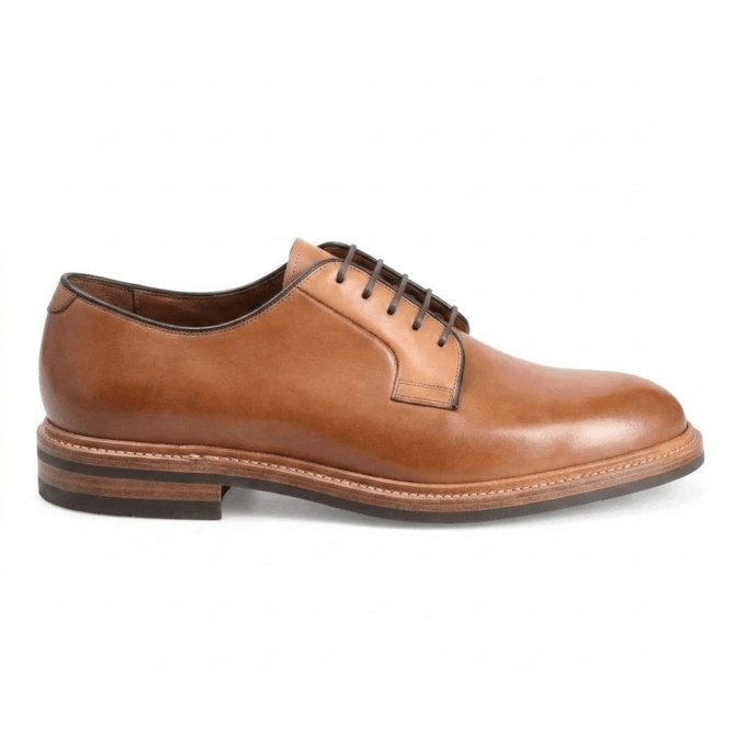 brown leather formal shoe side view classic men footwear