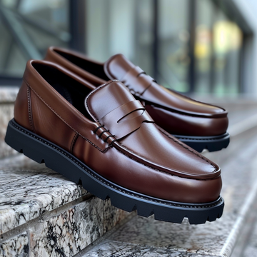 Brown Leather Barbican Tassel Loafers