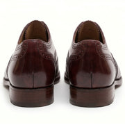 Rear view of Burgundy Wingtip Brogue Derby leather shoes