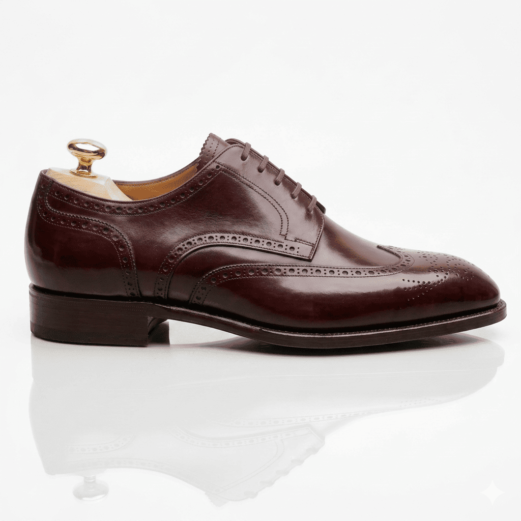 Side silhouette of Burgundy Wingtip Brogue Derby formal shoes