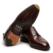 Sole view of Burgundy Wingtip Brogue Derby dress shoes
