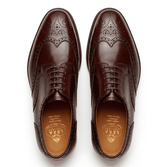 Top view of Burgundy Wingtip Brogue Derby formal shoes for men
