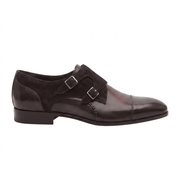 Burnished Brown Double Monk Strap Leather Shoes