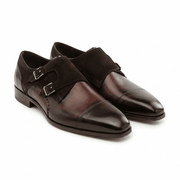 Burnished Brown Double Monk Strap Leather Shoes