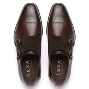 Burnished Brown Double Monk Strap Leather Shoes