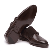 Burnished Brown Double Monk Strap Leather Shoes