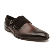 Burnished Brown Double Monk Strap Leather Shoes