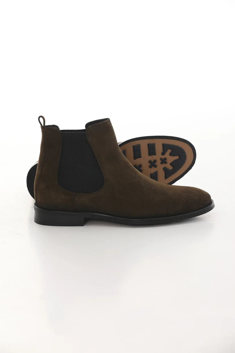 Khaki Suede Leather Chelsea Boot