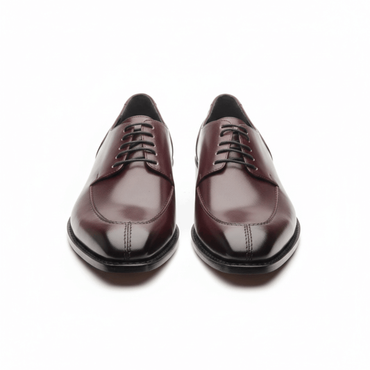 Front view of dark burgundy formal leather shoes for men