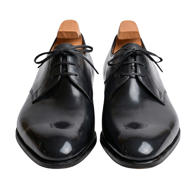 front view black leather lace up shoes men classic style