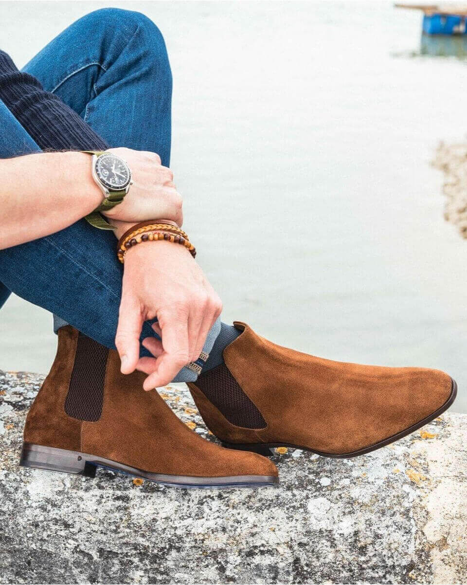 HENRY Camel suede men Chelsea boots