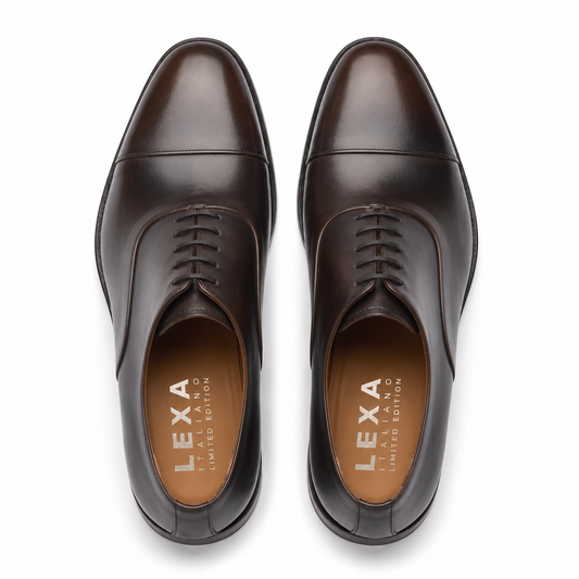 Burnished Brown Leather Cap Toe Oxford for Men